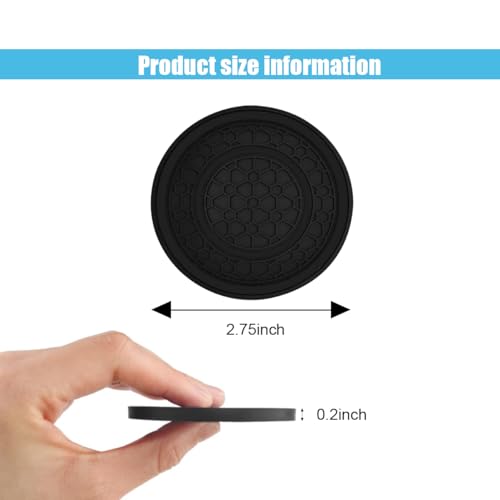 2PCS Car Cup Holder Coasters, 2.75 Inch Auto Non-Slip Anti Dust Cup Mats, Console Cup Holder Insert Coaster Auto Insulated Mats, Universal Interior Accessories for Most Cars (Black) - color: Black