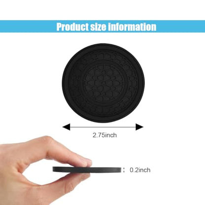 2PCS Car Cup Holder Coasters, 2.75 Inch Auto Non-Slip Anti Dust Cup Mats, Console Cup Holder Insert Coaster Auto Insulated Mats, Universal Interior Accessories for Most Cars (Black) - color: Black