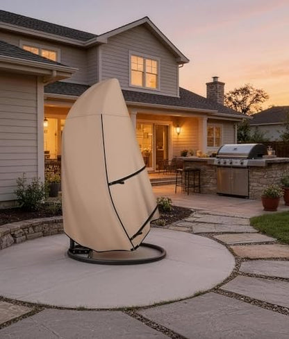 ULTCOVER Patio Hanging Egg Chair Cover - Waterproof Outdoor Single Seat Swing Egg Chair with Stand Cover 45W x 33D x 68H inches - color: Brown, size: Single Seat