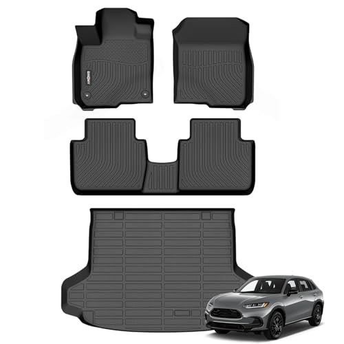 GINOWY-Floor Mats & Cargo Liner for Honda HRV 2023-2026 2027(Include Hybrid) & for Acura ADX 2026 2025, TPE All Weather 2025 HRV Car Mats, Waterproof Non-Slip Trunk Mat Floor Liners Accessories Black - style: 16) for Honda HRV 2023-2027 Full Set