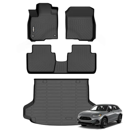 GINOWY-Floor Mats & Cargo Liner for Honda HRV 2023-2026 2027(Include Hybrid) & for Acura ADX 2026 2025, TPE All Weather 2025 HRV Car Mats, Waterproof Non-Slip Trunk Mat Floor Liners Accessories Black - style: 16) for Honda HRV 2023-2027 Full Set