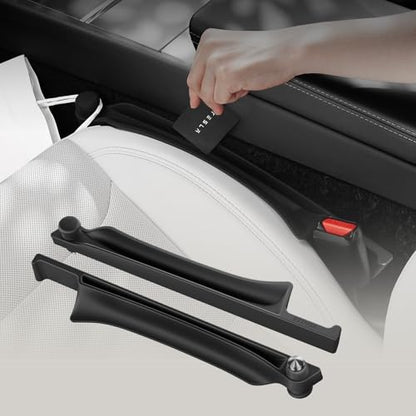 Car Seat Gap Filler [2 Pack], Premium Silicone Side Console Organizer with Built-in Emergency Glass Breaker, Universal Fit Automotive Gap Blocker to Prevent Dropping, Car Interior Decor