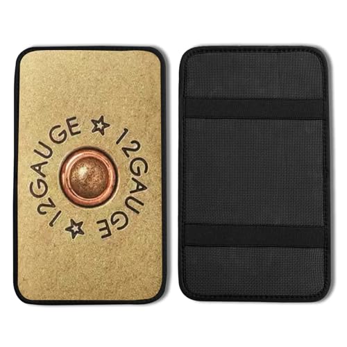 Cool 12 Gauge Vehicle Center Console Armrest Cover Pad,Bullet Car Accessories Soft Middle Console Cushion Pad,Auto Arm Rest Mat Decor Bullets Gifts for Women Men Dad for Most Vehicle SUV Truck - color: Cool 12 Gauge