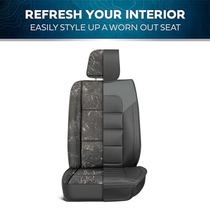 Motorbox Classic Edition Seat Covers, Premium Faux Leather Seat Covers for Cars Trucks Vans SUV, Semi Custom Fit Car Seat Covers Front Seats Only, Automotive Interior Cover - Gray - color: Black/Charcoal Front Seats