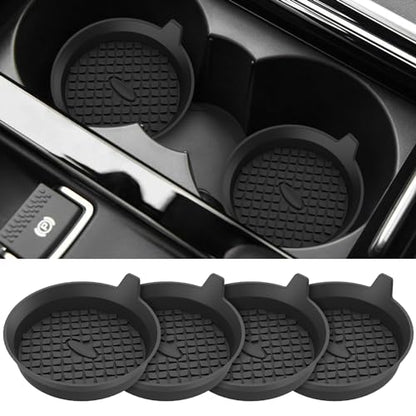 ME.FAN Car Cup Holder Coasters [4 Pack] Silicone Cups Mats, Automotive Universal Non-Slip Recessed Interior Accessories Black - color: 4 Pack-black