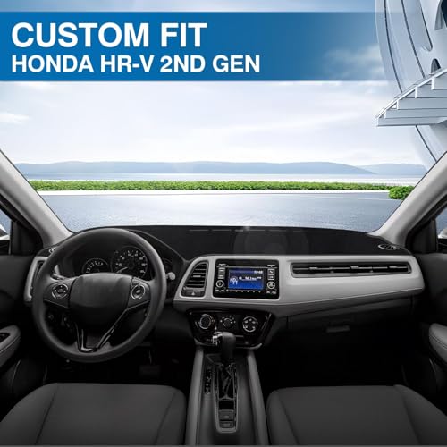 KUST Black Dash Cover for Honda HR-V HRV 2016-2021 2022 Dashboard Cover Non-Slip Center Console Dash Cover Interior for Honda HR-V HRV Accessories Custom Fit Dash Mat Sunshade Windshield Glare - size: 54''×19.2'' (Honda HR-V 16-22)