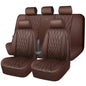 CAR PASS Piping Luxury Faux Leather Seat Covers Full Set, 5 Seats Anti-Slip Waterproof Seat Covers Compatible with Front Armrests, Universal Fit for Suvs,Vans,Trucks,Airbag Compatible, Pure Brown - color: Pure Brown, size: Full Set