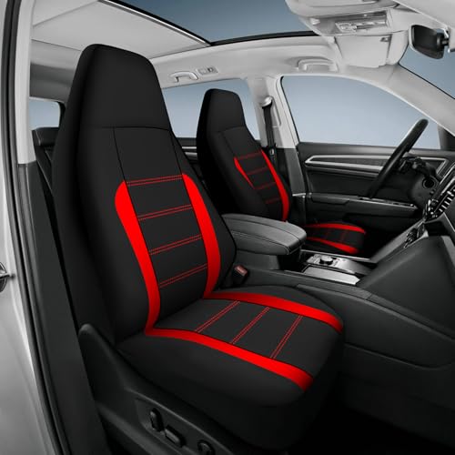 AUTOYOUTH Auto Car Front Seat Covers Bucket Seat Cover Automotive Universal Fit for Car Auto Parts Airbag Compatible- Red - color: Red