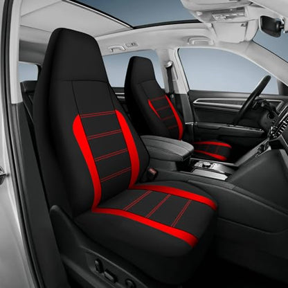 AUTOYOUTH Auto Car Front Seat Covers Bucket Seat Cover Automotive Universal Fit for Car Auto Parts Airbag Compatible- Red - color: Red