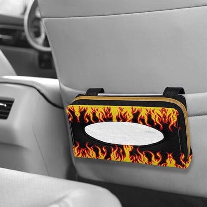 Flame Leather Tissue Holder Car Mask Holder Car Sun Visor Napkin Holder Luxury PU Leather Easy to Install Clean - color: Flame