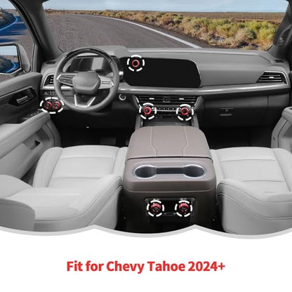 RT-TCZ Center Console Switch Knob Button Cover AC Radio Switch Knob Cover Trim Interior Accessories for Chevrolet Chevy Tahoe 2024 2025,7PCS (Red) - color: Red