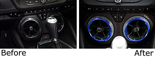 iJDMTOY 4pc Sports Blue Aluminum Air Conditioner Outer Vent Decoration Trim Covers Compatible with Chevrolet 2016-up Gen6 Camaro