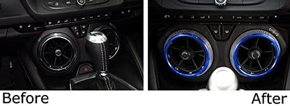 iJDMTOY 4pc Sports Blue Aluminum Air Conditioner Outer Vent Decoration Trim Covers Compatible with Chevrolet 2016-up Gen6 Camaro