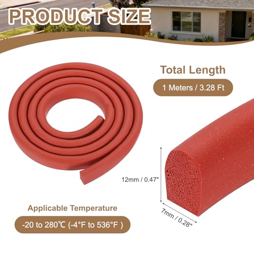 uxcell 3.28 ft Foam Backer Rod, 0.28" x 0.47" D-Shaped Solid Joint Filler, Foam Seal Strip for Caulk Saver, Rope Caulk Cement Crack Filler, Red - size: 3.28 ft x 0.28" x 0.47"