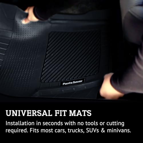 PantsSaver New Generation Car Mats – All-Weather, Heavy Duty, Waterproof, Anti-Slip Rubber Floor Liners for Cars, Trucks, SUVs, Minivans & More 4 Piece Set, Gray