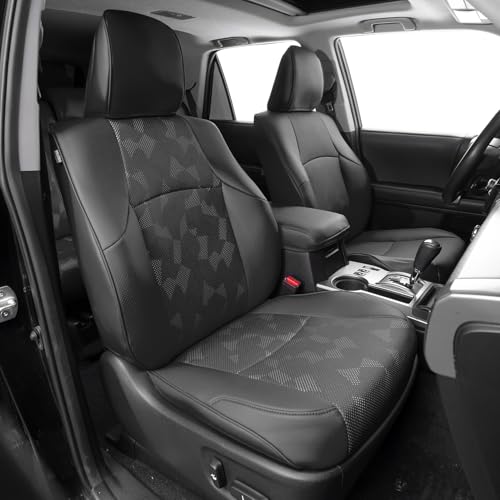 Fit for Toyota 4Runner 2010-2024(5th) Car Seat Covers,Custom Automotive Seat Covers Full Set-Front,Second & Third Car Seat Protector,Luxury Leather Seat Covers for SUV (3-Row,7 Seats Model Only-Black) - color: Black, size: 2010-2024(5th)-3 Row，7 Seat