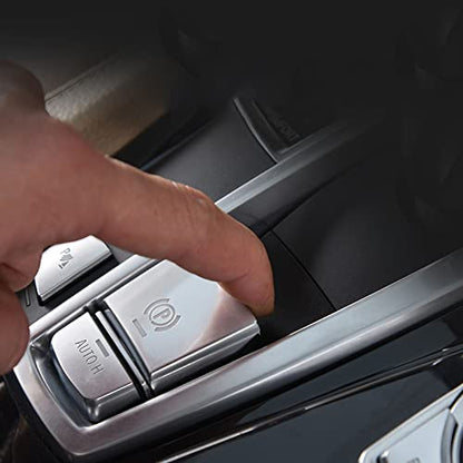 Handbrake Button Cover Trim Chrome Silver Parking Auto Hold Hand Brake Switch Buttons Sticker for BMW 528i 530i 535i 640i 740i 750i X3 X5 X6 F10 F07 F06 F12 F13 F01 F02 F25 F26 F15 F16