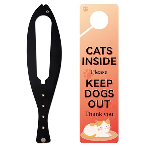 Cat Door Latch, 1 Pcs Cat Door Stopper Pet Door Latch to Keep Dog Out of Litter Box and Food, Door Prop for Cat with 5 Adjustable Size Strap 2.5-6" Wide, No Measuring, Easy to Install, Black - color: 1pcs-black