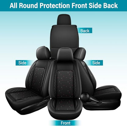 2 Front Car Seat Covers Set Fit for Ford Transit Connect 2010-2026,Ice Silk Breathable Faux Leather Waterproof Seat Covers(Black,2PCS Front)