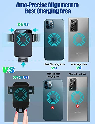 Wireless Car Charger, MOKPR 15W/10W/7.5W Cup Holder Phone Mount, Auto Clamping Fast Charging Car Mount, Air Vent Phone Holder for iPhone 16 15/14/13/12 pro/12/11/XS/X/8, Samsung S23/S22/S10/S9/S8, etc - style: Cup holder