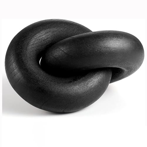 2 Link Wood Chain Link Decor, Black Wooden Knot Decor for Coffee Table Book Shelf Accents Home Console Table Decorative Items Living Room Boho Farmhouse Rustic Decoration - color: Black