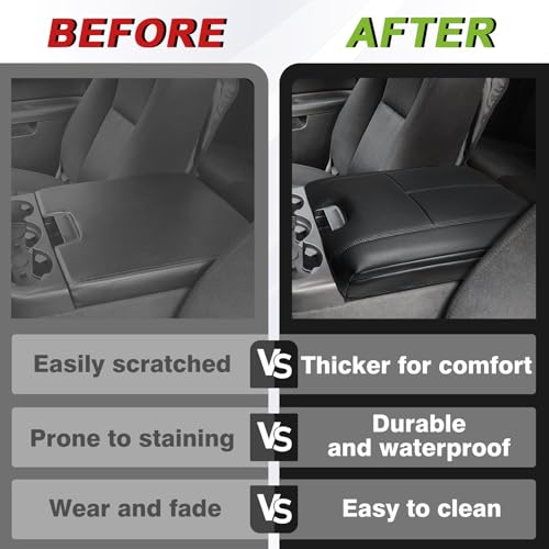 Center Console Armrest Cover Fit for Chevy Silverado/Tahoe & GMC Sierra/Yukon 2007-2013 Accessories, Comfort Armrest Pad Console Lid Cushion Vegan Leather 1-Inch Extra Thick(Jump Seat ONLY) - size: 1) 07-13 |Slv&Tahoe&Sra&Yukon| Jump Seat, +Thick