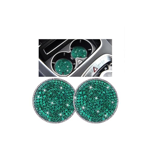 Bling Car Cup Holder Coaster, 2PCS 2.75 Inch Crystal Rhinestone Anti Slip Vehicle Drink Cup Mat for Women Girls, Auto Interior Embedded in Ornaments. Universal for SUV RV Truck (Light Green) - color: Light Green