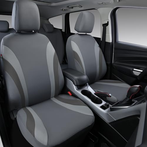 CAR PASS Line Rider Sporty Cloth Universal Fit Car Seat Cover -100% Breathable with 5mm Composite Sponge Inside,Airbag Compatible,3zipper Bench(Full Set, Space Gray) - color: Gray, size: Full Set