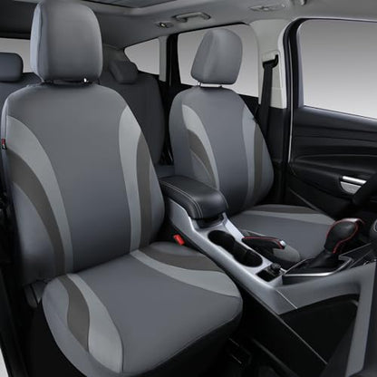 CAR PASS Line Rider Sporty Cloth Universal Fit Car Seat Cover -100% Breathable with 5mm Composite Sponge Inside,Airbag Compatible,3zipper Bench(Full Set, Space Gray) - color: Gray, size: Full Set