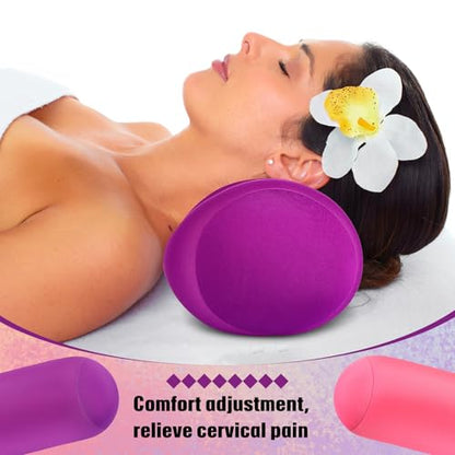 Geelin 2 Pcs Micro Bead Roll Pillow 11.8 x 6.3 Inch Soft Bolster Cylindrical Pillow for Sleeping Home Travel Neck Head Back Support Rest(Purple, Pink) - color: Purple,pink