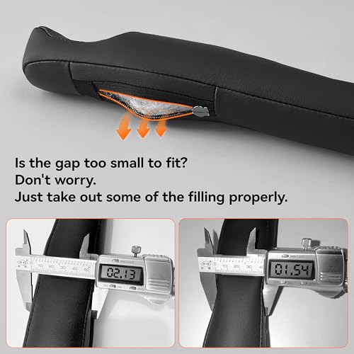 Car Seat Gap Filler 2 Pack, Faux Leather Strip/Plug Console Blockers for Cars, Trucks, SUVs, Adjustable Width 1.4–2.4 Inch, Universal Fit Prevents Items Falling Between Seats