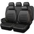 CAR PASS Universal FIT Piping Leather Car Seat Cover, for suvs,Van,Trucks,Airbag Compatible,Inside Zipper Design and Reserved Opening Holes (Full Set, Black and Beige) - color: Beige Black