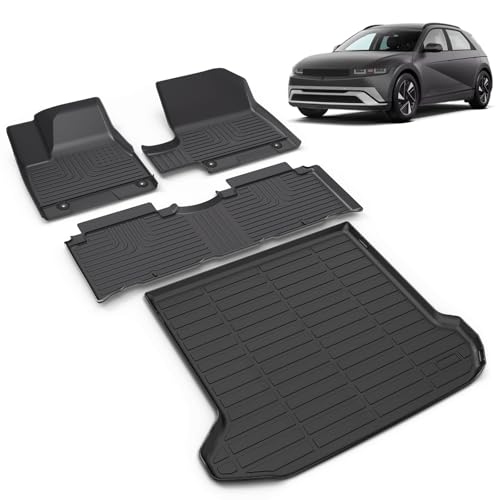 All Weather Car Floor Mats & Cargo Liner Set Fit for Hyundai Ioniq 5 Fixed Console 2025 2026 (Non-Sliding Console) Floor Liners Trunk Liner Ioniq 5 Cargo Mat Accessories Black - style: 3)For Hyundai Ioniq 5 Fixed Console 2025-2026 Full Set