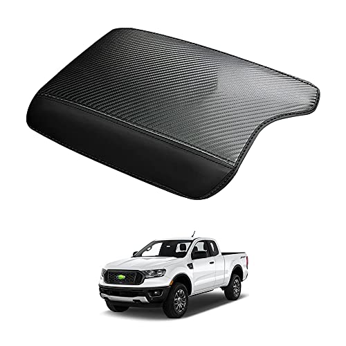 Autorder Center Console Cover for 2019-2023 Ford Ranger Accessories Armrest Cover Carbon Fiber Middle Console Pad Anti-Scratch Armrest Protector (NOT for 2023 Ranger XL/Raptor/Wildtrak) - size: 19-23 Ford Ranger