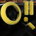 Pinbola 5pcs in 1 Set Faux Wool Steering Wheel Cover Soft Fluffy Handbrake Cover & Gear Shift Cover & 2pcs Seat Belt Shoulder Pads Warm Universal Fit for 15 Inch (Yellow) - color: Yellow