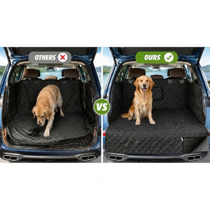 SUV Cargo Liner for Dogs – Waterproof with Bumper Flap, Non-Slip Large Trunk Mat, Scratchproof & Easy Clean, Universal Fit for SUVs Sedans Vans, Black