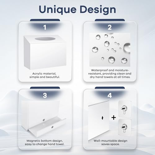 Acrylic Hand Towel Box Cover Compatible with Kleenex Disposable Hand Towels Wall-Mounted Paper Towel Dispenser Suitable for Tabletop, Bathroom, Car, and Office Use Valentine's Day Gifts (White) - color: White