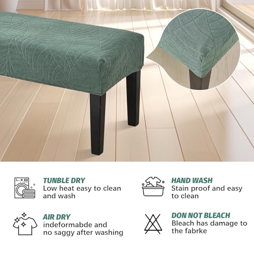 FUANGUI Waterproof Bench Cover, Stretch Jacquard Dining Bench Cover for bedrooms, Living Rooms, Kitchens, Protector Chair Bench Piano Bench Seat Covers Stool Slipcover Removable, Washable - Green - color: Jacquard Green