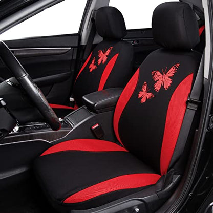 Flying Banner Butterfly car seat Covers ful Set Fashion Universal Lady Woman Female Rear Bench Split Colorized (Full Set, Red) - color: Red, size: Full set
