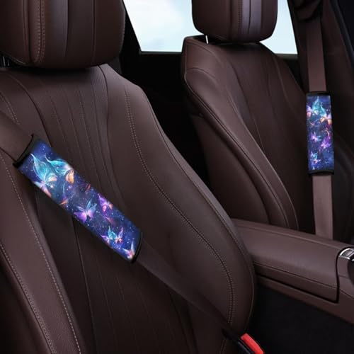 Dreaweet Galaxy Butterfly Seatbelt Covers for Women Soft Comfortable Car Seat Belt Cover Pad 2 Pcs Neoprene Seatbelt Cushion Universal Car Seat Shoulder Pads for Seat Belts - color: Galaxy Butterfly