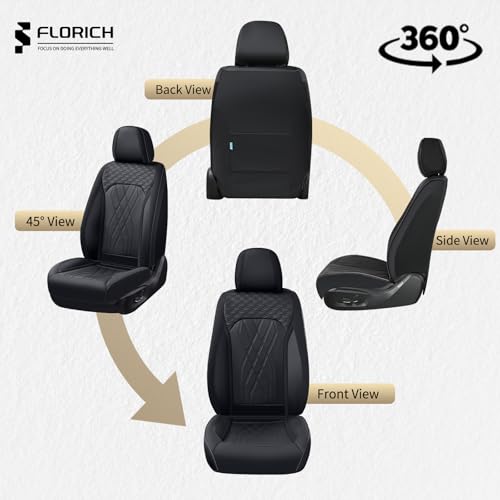 Leather Cars Seat Covers Full Set, Waterproof Automotive Seat Covers Seats Full Wrapping Edge Seat Cushion Non-Slip Breathable Universal Fit for Most Car Truck SUV Seat Protection, Black - color: Black, size: FullSet