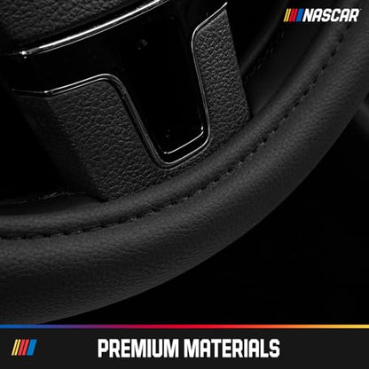 NASCAR Steering Wheel Cover, Two-Tone Beige Leather Patchwork, Universal Fit 14.5"-15.5" Steering Covers for Cars, Anti-Slip, Soft Grip, Odor-Free, Trucks & SUVs, Racing Style Interior Upgrade