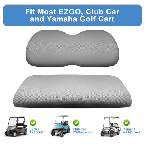 Universal Golf Cart Seat Covers Set for EZGO TXT/ RXV, Club Car DS/ Precedent, Yamaha G29/ Drive 2 Front Seats, Durable Breathable Bench Seat Covers Washable Polyester Mesh Cloth Without Logo, Gray - color: Gray