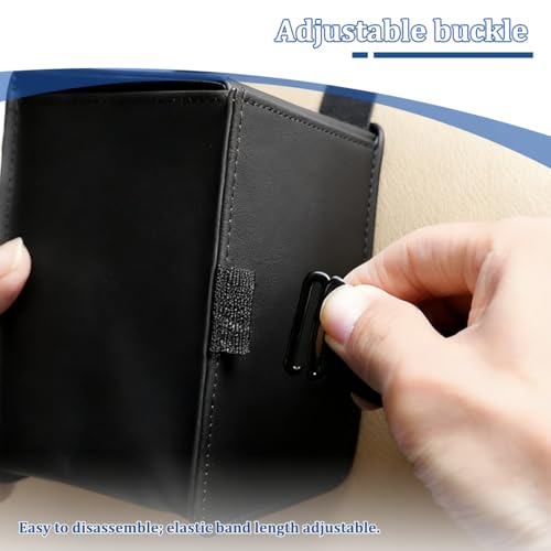 Car Tissue Holder, Leather Rectangle Vehicle Seat Back Hanging Tissue Dispenser Box Cover, Keep Tidy Automotive Interior Napkin Organizer, Universal for SUV Sedan Truck (Black) - color: Black