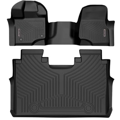 OEDRO Floor Mats Fit for Ford F-150 SuperCrew Cab 2026-2015 with 1st Row Bench Seats, TPE All-Weather F-150 Floor Liners Includes 1st and 2nd Row, Black - style: 15-26 F150 Crewcab Bench Seat
