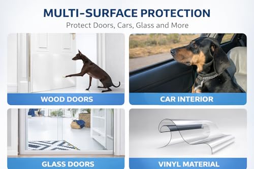 FTSTC Door Protector from Dog Scratching, [Thicken] 6 Pack Clear Training Self Adhesive Tape for Dogs,Cat Scratch Door Frame Protector,Anti Dog Scratch Door Guard (6Roll Total 240'') - size: 6 Rolls (Total 240 inch)