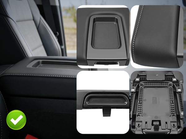 Front Seat Center Console Armrest Lid Cover with Liner Mat Compatible with 2014-2019 Chevy Silverado/GMC Sierra,2015-2020 Suburban/Tahoe/Yukon,2015-2019 Cadillac Escalade Replaces OE 22881398,22876379