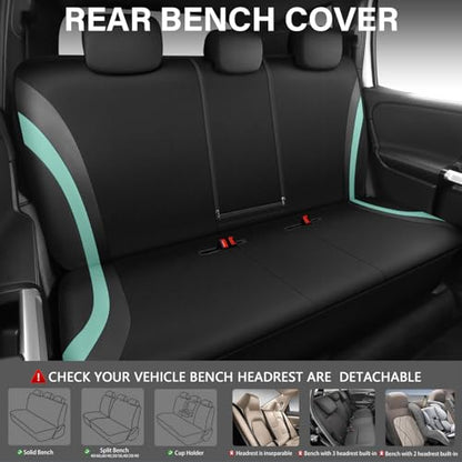 CAR PASS EVA Waterproof Car Seat Covers Full Set, Mint Seat Covers for Cars,Airbag Compatible,Universal Fit Sedans,Vans,SUVs,Trucks (Black and Mint) - color: Black Mint, size: full set