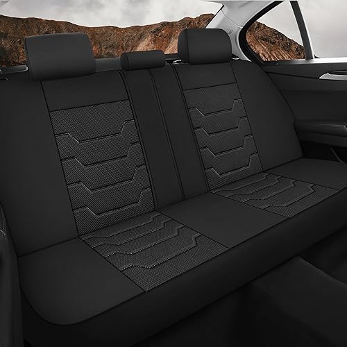 Breathable Car Seat Covers Full Seats,3D Air Mesh Cloth Seat Covers for Cars, Split Bench Compatible Car Interior Covers, Universal Fit Most Car Sedan Truck SUV(Black)