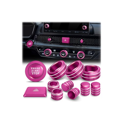 Polodunn for Honda Civic 2022-2026 Accessories, CRV 2023-2026 & Acura Ingetra 2023-2026 (Fit 7" Screen/ 2 Audio Knobs), 12pcs Knob Cover Kit - Hazard Light, Push Start, Audio, AC & Air Vent (Rose Red) - color: Rose Red, size: 2 Audio Knobs Screen